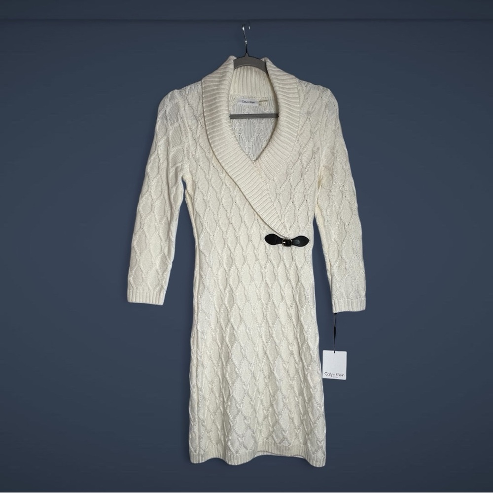 Calvin Klein Cream Knit Dress NWT Small